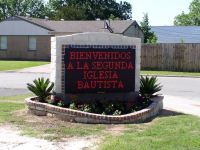 Electronic Message Center Monochrome in a stone monument